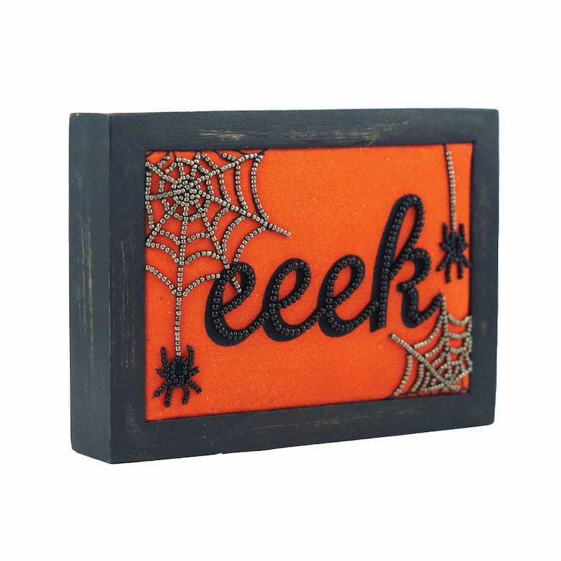 Embellished EEEK Spider Halloween Shelf Sitter Block