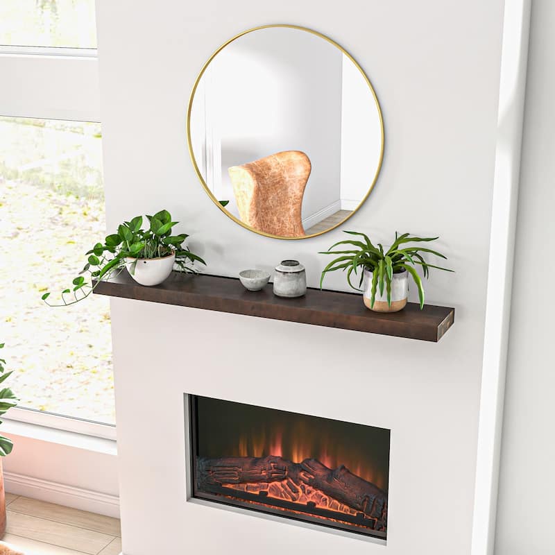 HOMCOM 48 Inch Fireplace Mantel, Floating Farmhouse Solid Fir Wood Shelf, Handmade Heavy Duty Wall Mounted Shelf