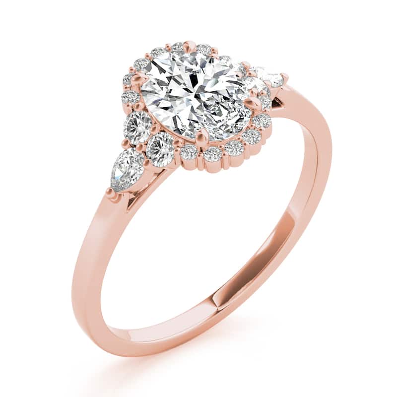 Auriya 14k Rose Gold Lab Grown Oval Diamond Halo Engagement Ring 0.50 to 5.00 ct. tw. (F-G VS)