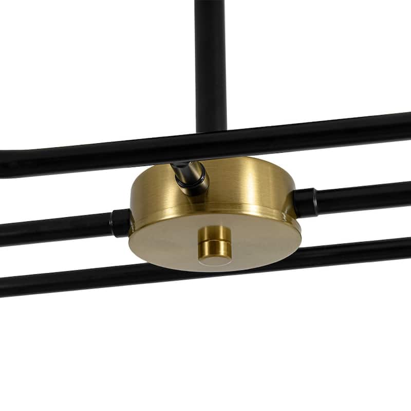 6-Light Industrial Black Brass Sputnik Semi Flush Mount Ceiling Light - 36.6 Inches