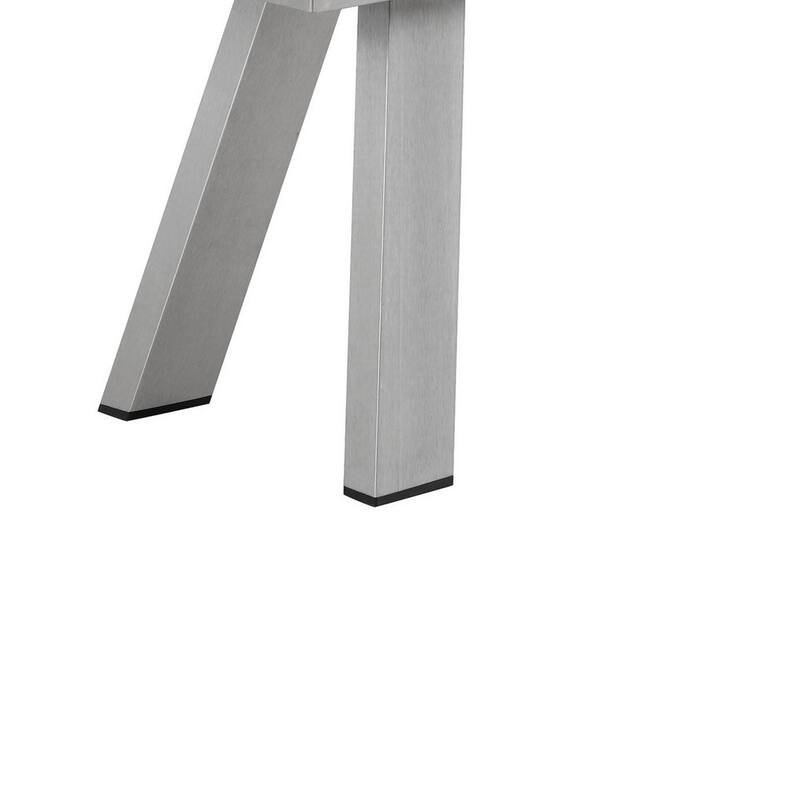 Zia 54 Inch Outdoor Dining Bench, Gray Polyresin Top, Gray Aluminum Frame