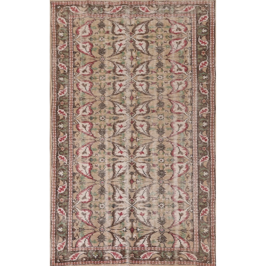 Distressed Sparta Oriental Vintage Area Rug Handmade Wool Carpet - 5'3"x 8'6"