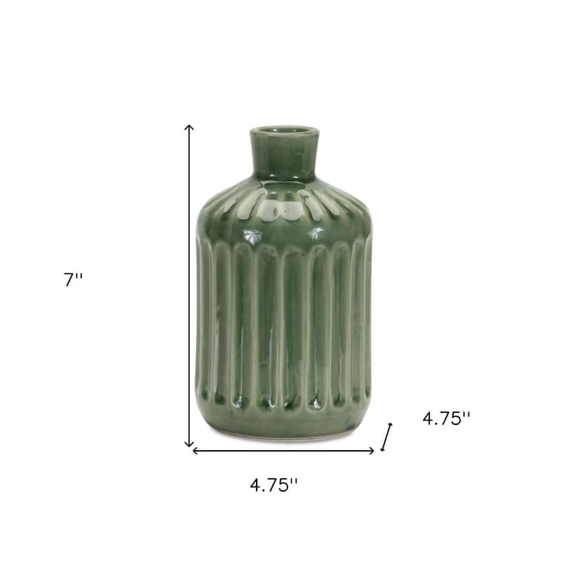 Decorative Green Terracotta Vase for Flowers or Display
