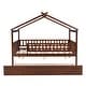 preview thumbnail 52 of 50, Full Size Wooden House Bed With Twin Size Trundle