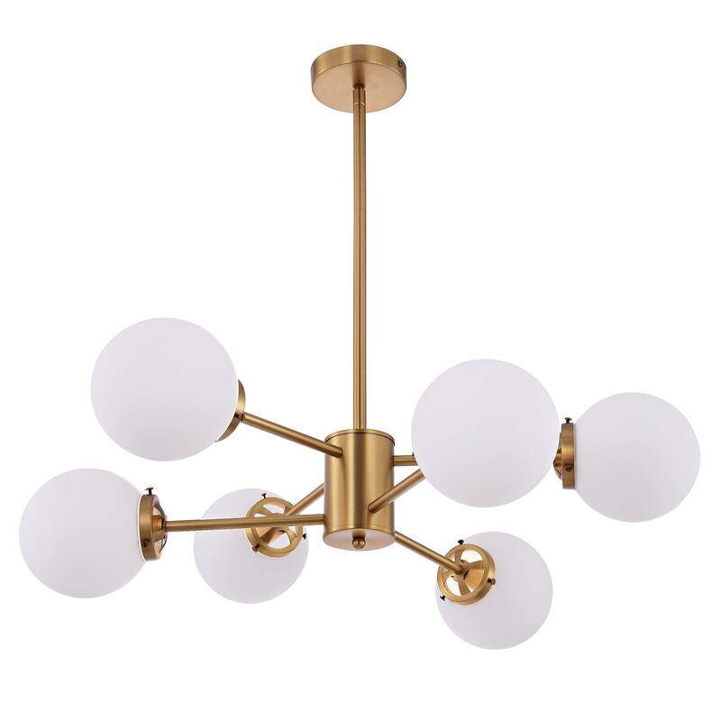 GetLedel 6-Light Modern Sputnik Chandelier with Glass Globe Shades