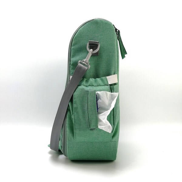 green backpack diaper bag