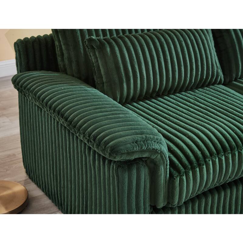 2-Seater Sofa Couch, Cloud Corduroy Loveseat Sofa, Plush Recliner Sofa Chaise Lounge Sofa with Removable Covers
