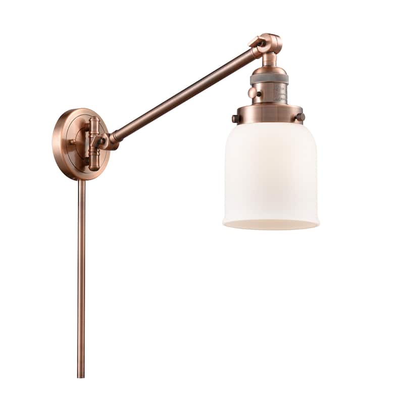 Innovations Lighting Small Bell Single Light 25" Tall Wall Sconce / - Antique Copper / Matte White Cased