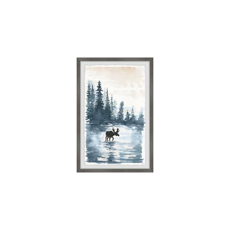 Lake Scene Framed Print - Wall Art Canvas Painting - Home Decor for Living Room, Bedroom - 8x12