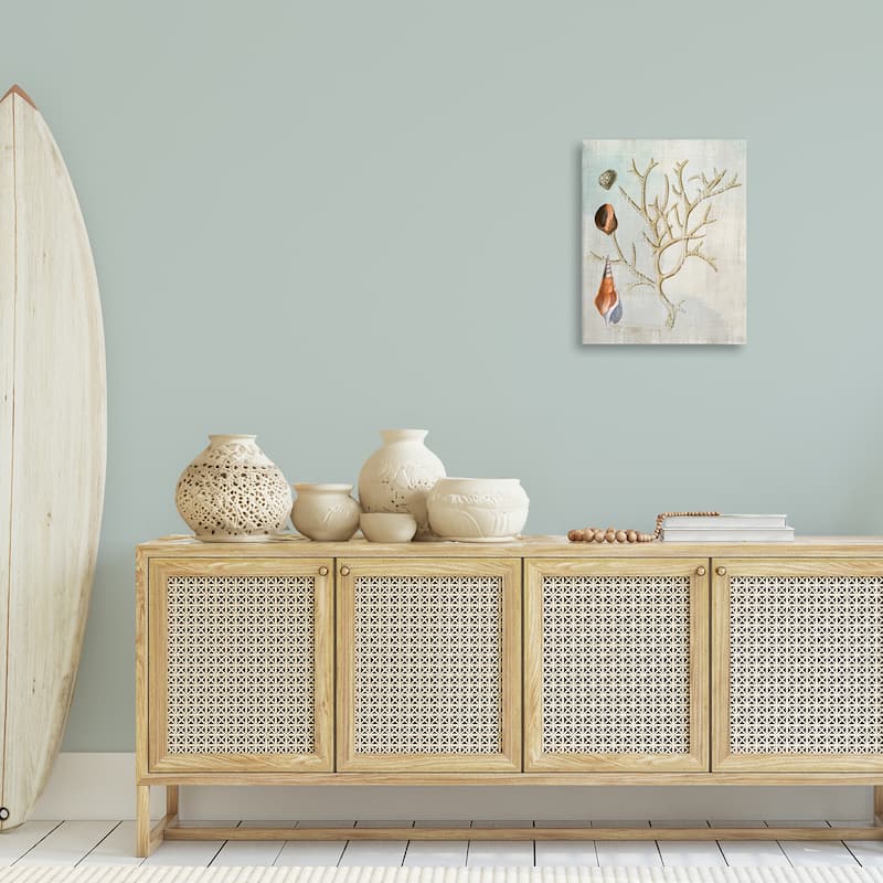 Stupell Seashells and Coral Branch Canvas Wall Art Design By Susan Arnot