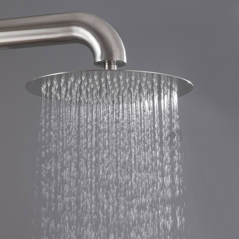 Rbrohant Freestanding Shower System Combo Set, Outdoor Floor Mount Shower Faucets