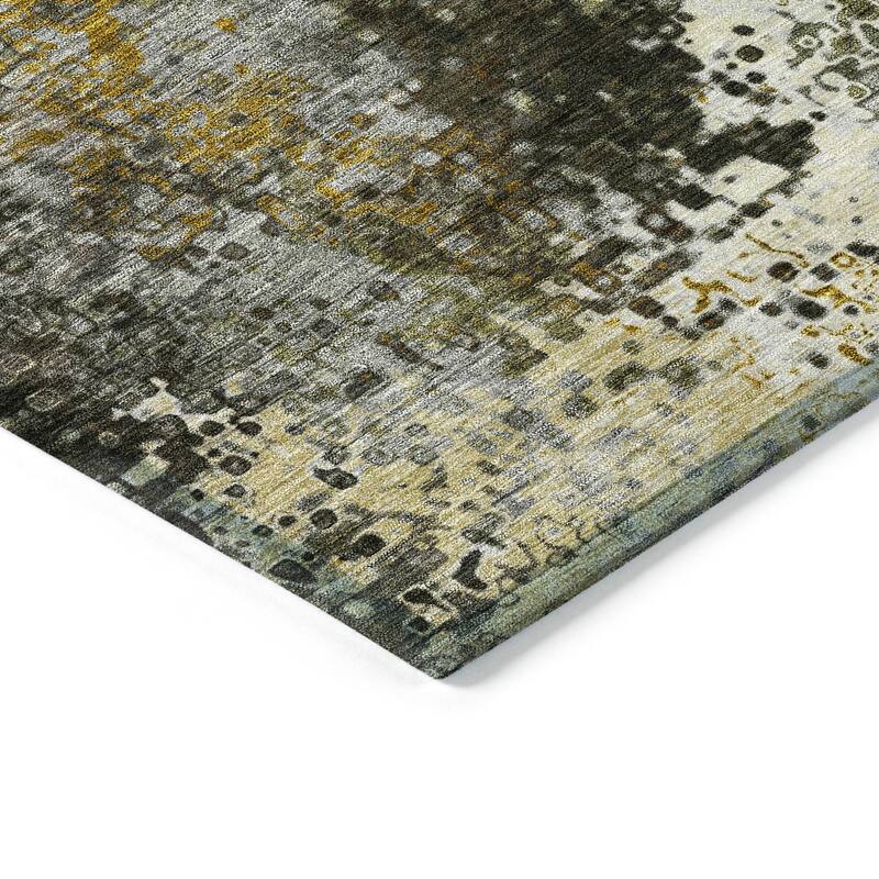 Machine Washable Indoor/ Outdoor Contemporary Abstract Chantille Rug