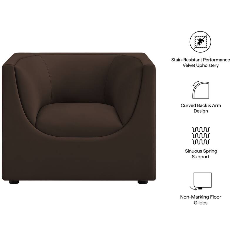 Hilda Curved Back Performance Velvet Armchair