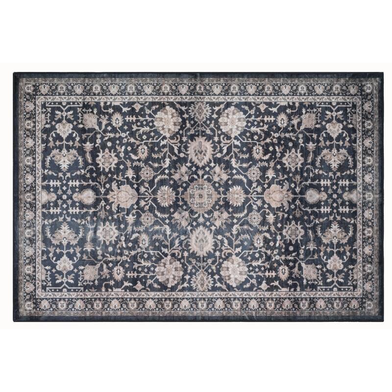 Bibb Home Washable Flannel Printed Accent Rug with Latex Back