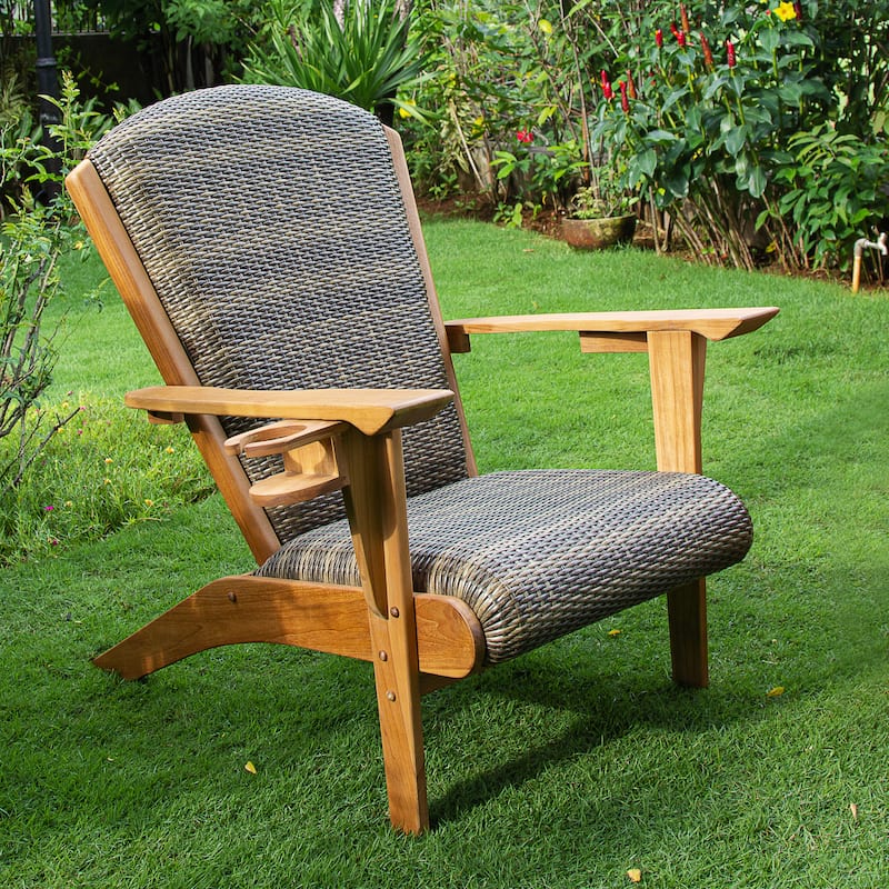 Cambridge Casual Camden Teak Patio Adirondack Chair Set of 2 with Padded Woven Seat