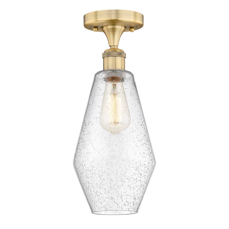 Innovations Lighting Cindyrella - 1 Light 7" Semi-Flush Mount - Brushed Brass/Seedy