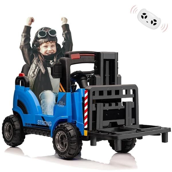 slide 2 of 26, 12V Kids Ride on Forklift Car, Toddles Electric Construction Car with Remote Control