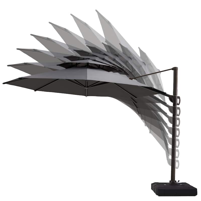 Crestlive Outdoor Luxury 11.5 Ft Patio Cantilever Umbrella with Tilting & Rotating Shading Area