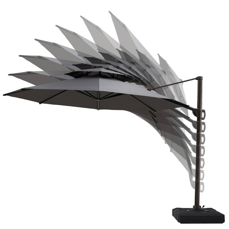 Crestlive Outdoor Luxury 11.5 Ft Patio Cantilever Umbrella with Tilting & Rotating Shading Area