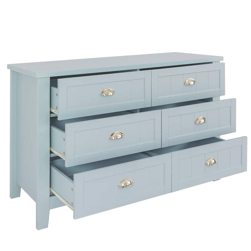47'' Wide Modern Style 6 Drawer Dresser,Wood Dressers & Chest of Drawers,Bedroom Dresser