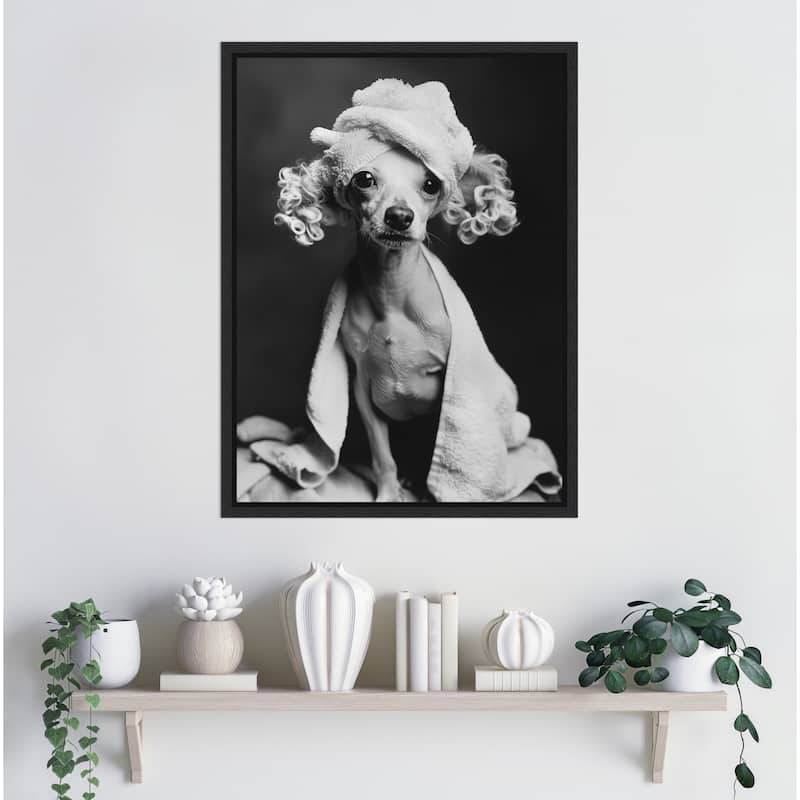 Spa Day Pooch by Niky Rahner Framed Canvas Wall Art