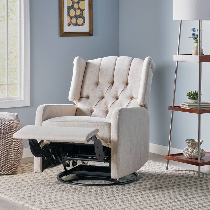 Mohaven Contemporary Tufted Wingback Swivel Recliner by Christopher Knight Home