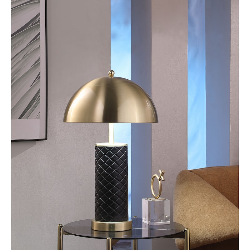 Ferris 23-Inch Dome Quilted Table Lamp Black (Set Of 2)