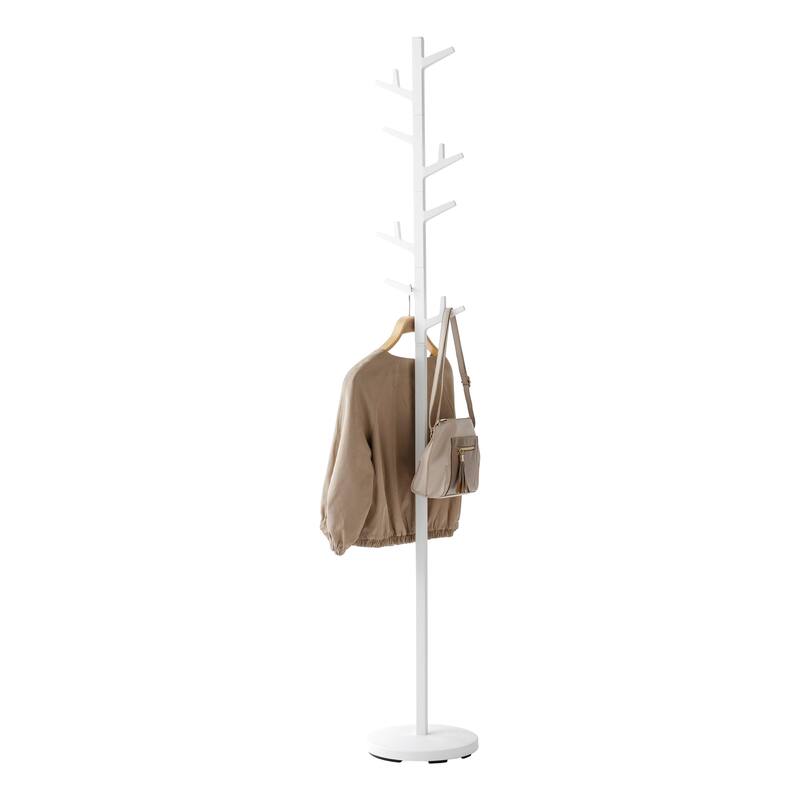 Yamazaki Home Coat Rack, Steel, Holds 26.4 lbs - L 11.02 x W 11.02 x H 69.29 inches - White