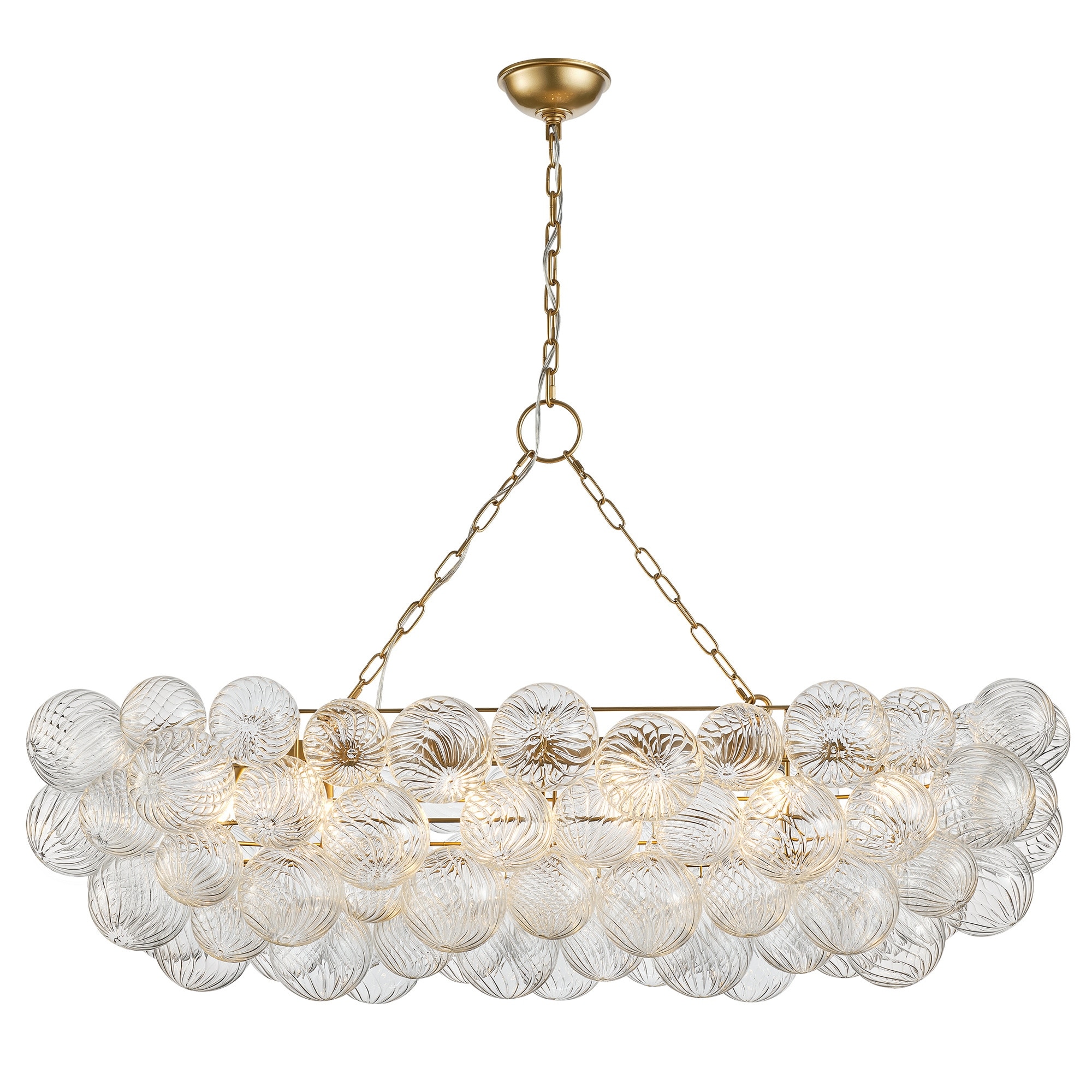 Gold Bubble Ball Chandelier, LED Pendant Light with Glass Globes