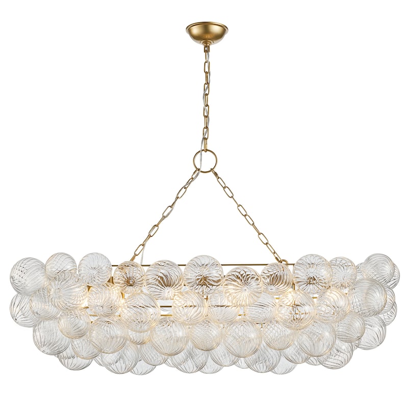 Gold Bubble Ball Chandelier, LED Pendant Light with Glass Globes - 50"L x 24.5"W x 27" H
