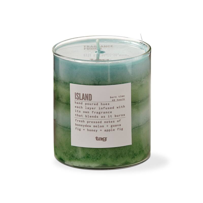 Fragrance Fusion Island Aqua Blue Jar Candle 11.6oz 40hr Burn Time Everyday Scented Wax Candle