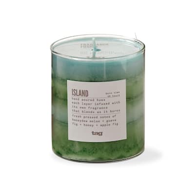 Fragrance Fusion Island Aqua Blue Jar Candle 11.6oz 40hr Burn Time Everyday Scented Wax Candle