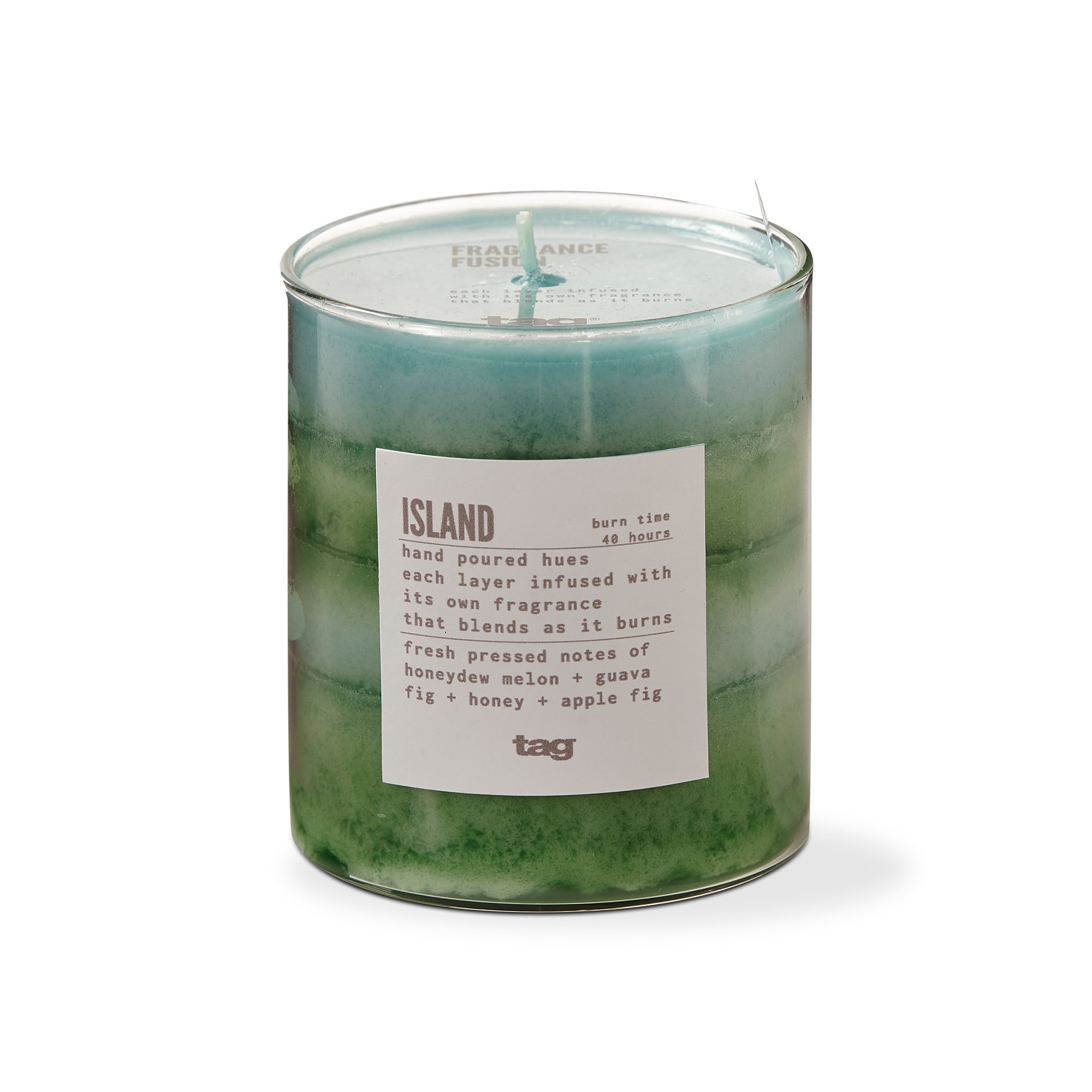 Fragrance Fusion Island Aqua Blue Jar Candle 11.6oz 40hr Burn Time Everyday Scented Wax Candle