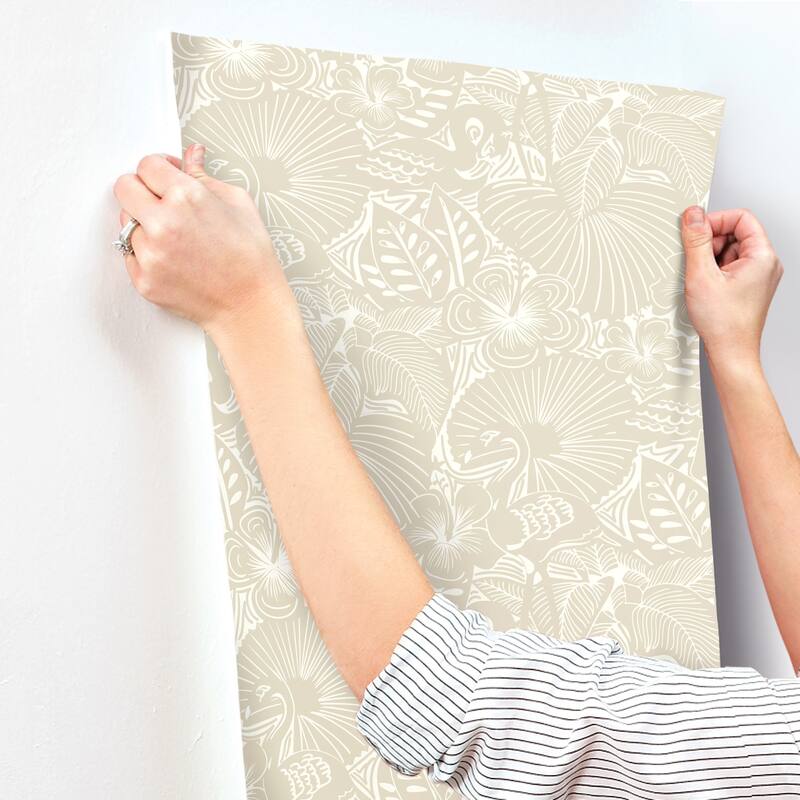 A-Street Prints Idalia Beige Floral Flamingo Wallpaper