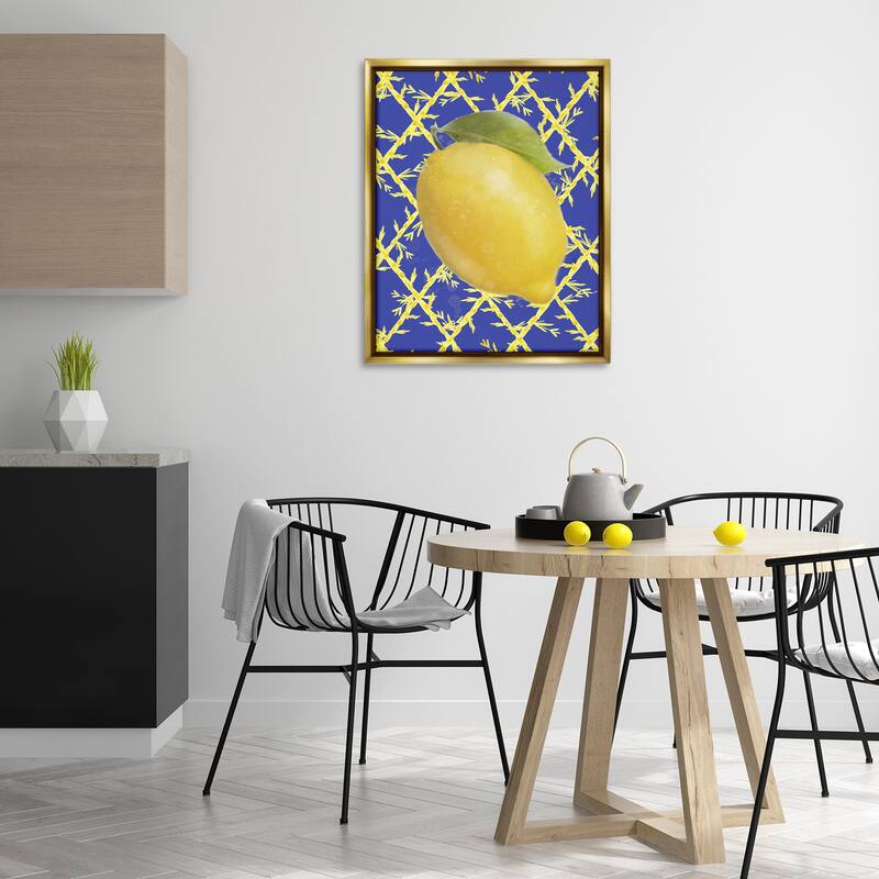 Stupell Bold Lemon over Blue Framed Floater Canvas Wall Art Design By Matthew Piotrowicz