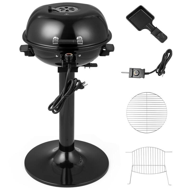 SUGIFT 1600W Electric BBQ Grill with Removable Non-Stick Warming Rack - Black