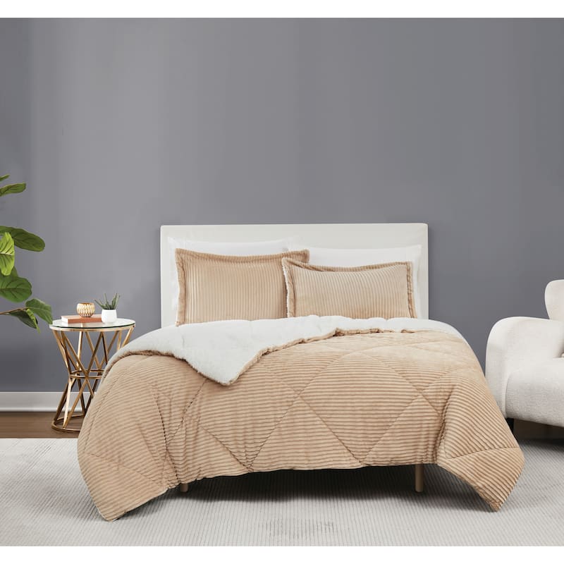 Brooklyn Loom Corduroy Comforter Set - Tan - Queen - 3 Piece