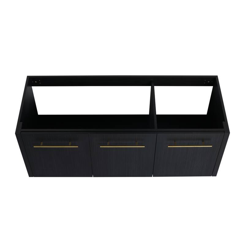 Modern Floating 24-Inch Bathroom Vanity Cabinet, Black Chestnut with Ample Storage, No Top Sink Included