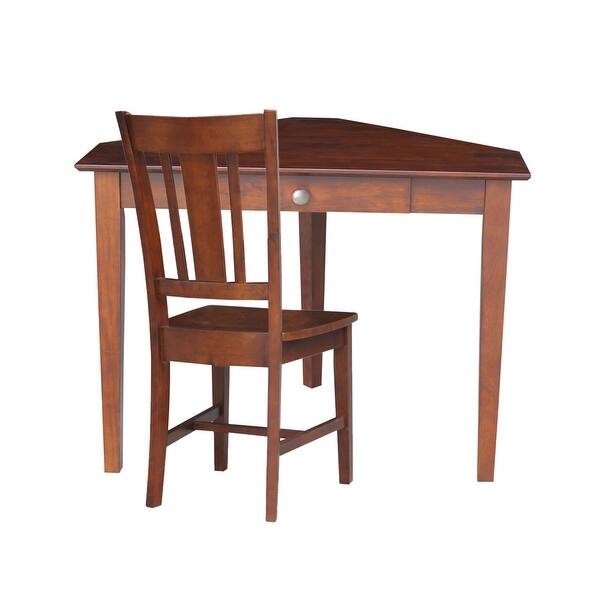 Shop Corner Wooden Desk With Box Seat Chair And Butcher Block Surface Overstock 10867543