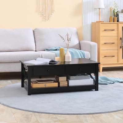 Coffee Table with Storage Drawers and Open Shelf