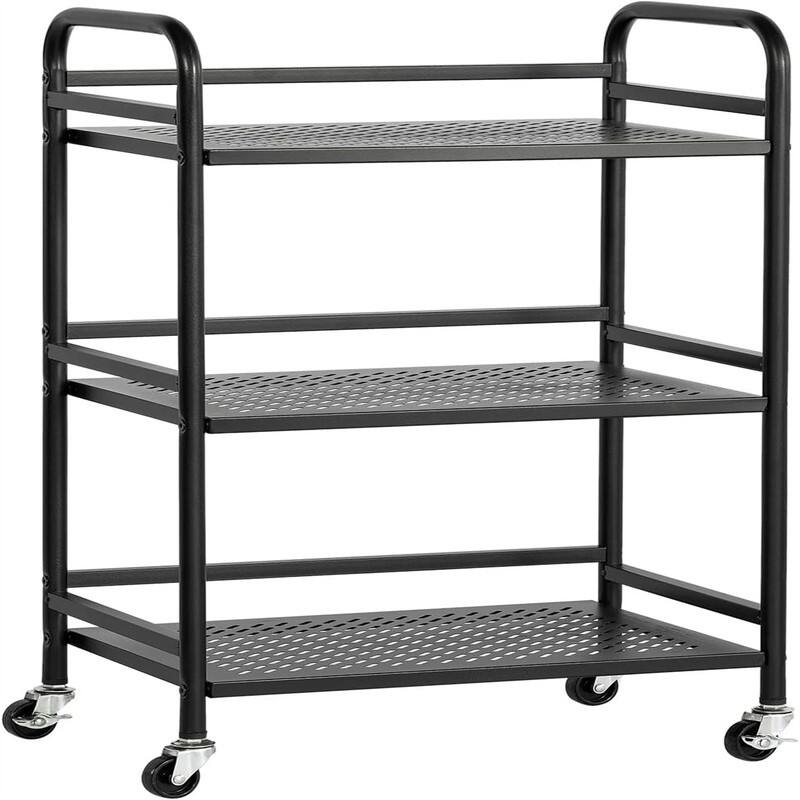 3 Tier Rolling Cart with Drawer - 11.81"D x 18.9"W x 29.53"H