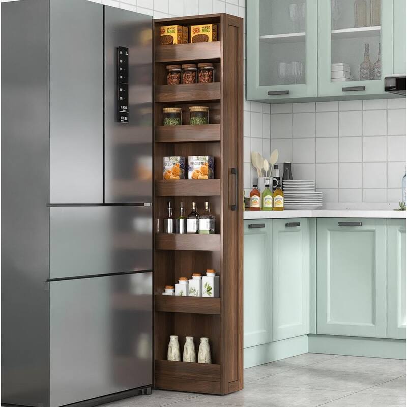 7 Tier Multi-Functional Pull-Out Multi-Tier Storage Single-Sided Open Shelf For Kitchen, Living Room & Narrow Spaces