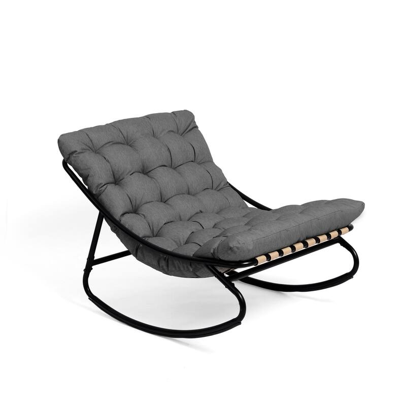 Outdoor Patio Scoop Rocking Lounge Chair with Cushions