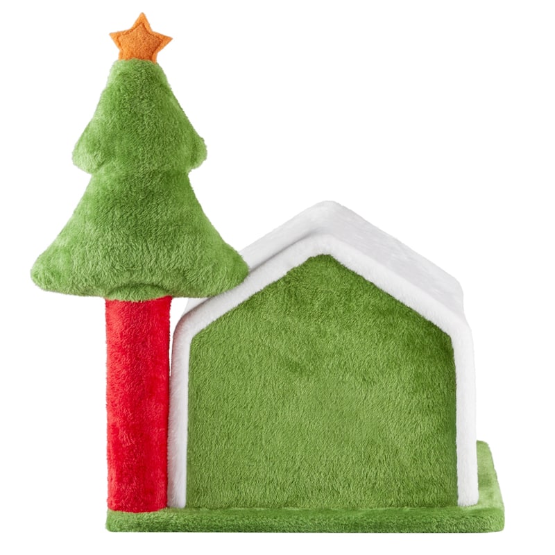 Christmas Cat House Cat Bed Cave, Soft Plush Christmas Nest Holiday Decor For Indoor Cats - (17.5 x 15.7) in