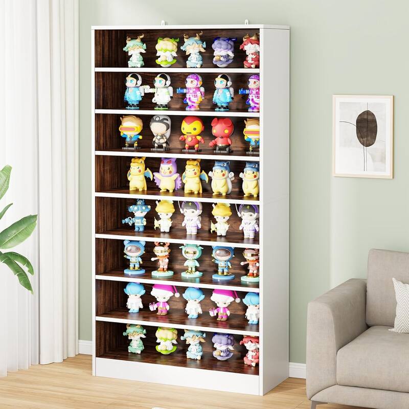 Bookcase, Open Display Storage Shelf, Organizer Cabinet Bookshelf Accent Shelving for Living Room, Home Office, Library, Bedroom - White+Brown