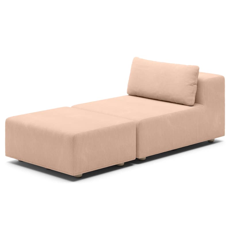 Jaxx Vada Outdoor Sun Lounger - Luxury Modular Chaise & Ottoman with Sunbrella Fabric and Waterproof Cover