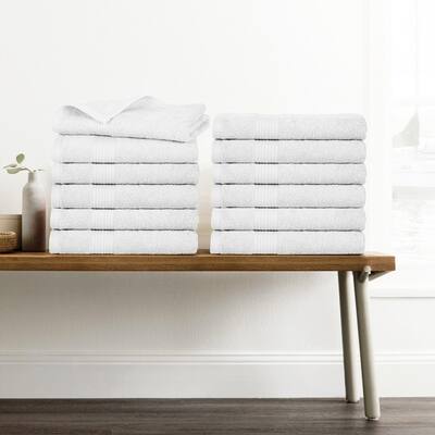 Ample Decor Hand Towel Cotton 600 GSM Soft Absorbent Pack of 12