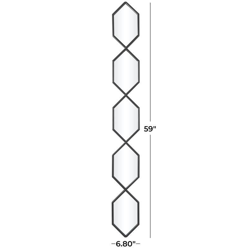 Metal Geometric Slim Stacked Chain 5 Layer Wall Mirror with Trellis Pattern - Black, Gold, Silver - Roche River Decor