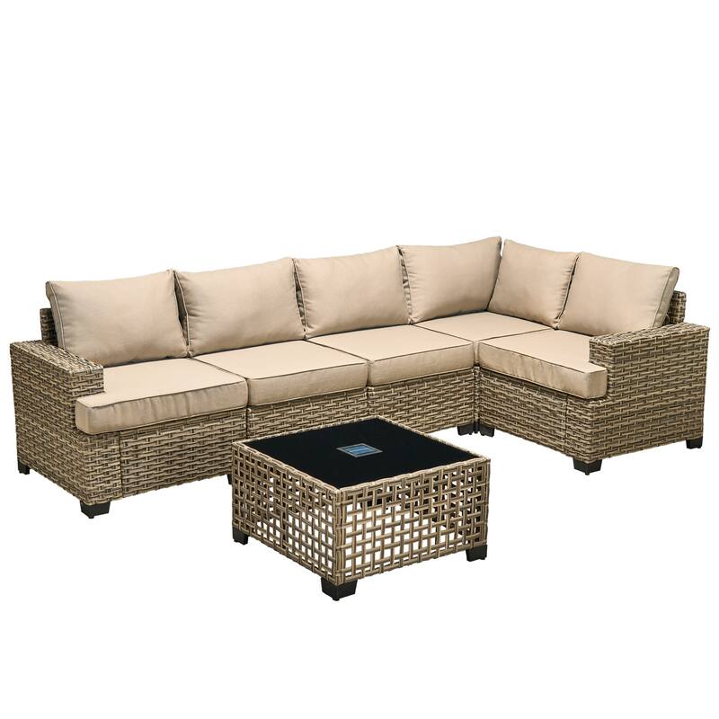HOOOWOOO 6-piece Patio Furniture Conversation Set with Coffee Table