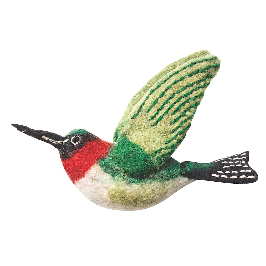 Handmade Wild Woolies Hummingbird Felt Bird Garden Ornament (Nepal)